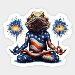 Patriot Bearded Dragon Meditation Sticker